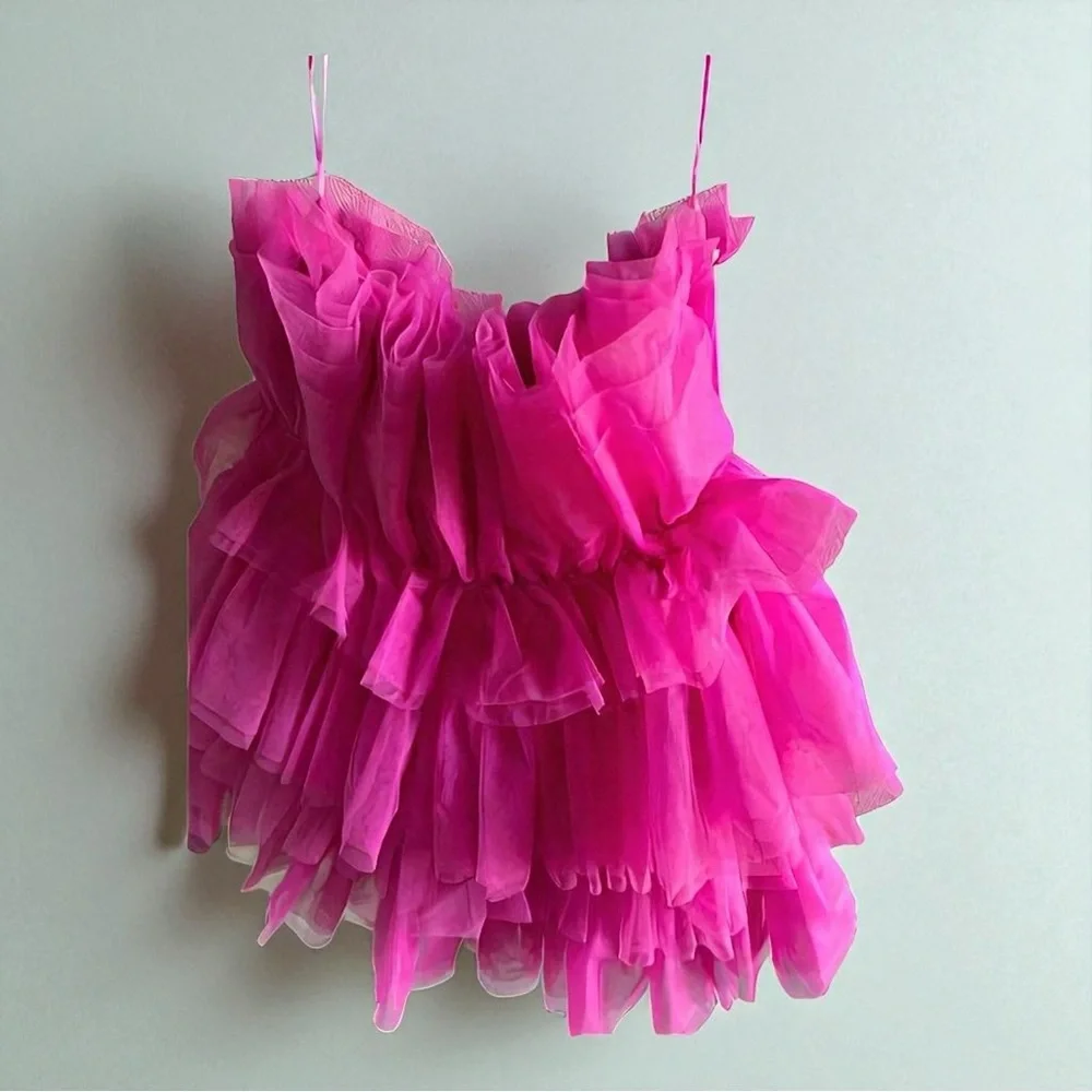 Altar’d State Daria Hot Pink Tulle Dress Size XL NWT - Picture 3 of 11
